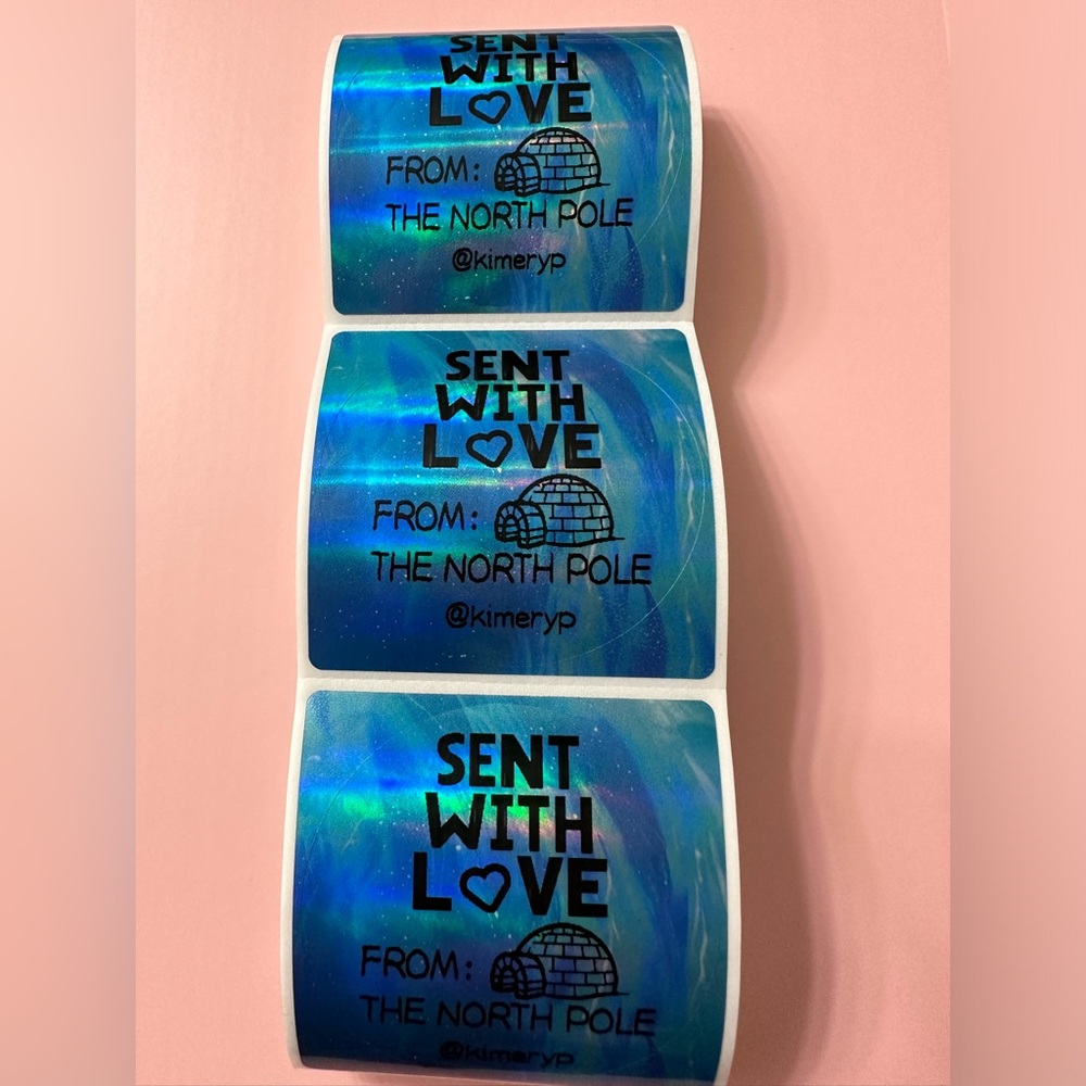 50 ct. Custom 2β Round Ocean Blue Holographic Stickers - Picture 7 of 8